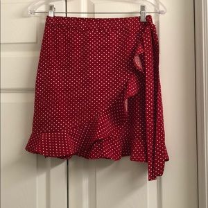 Red and white polka dot